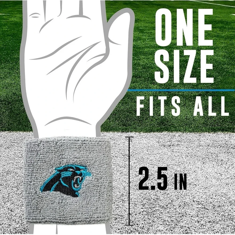 Brand New Carolina Panthers Wristbands Sweatbands Gray NFL OSFM